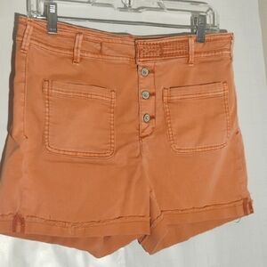 Anthropology Chino Women's Orange Button-Up Shorts, Hi Rise  Size 29